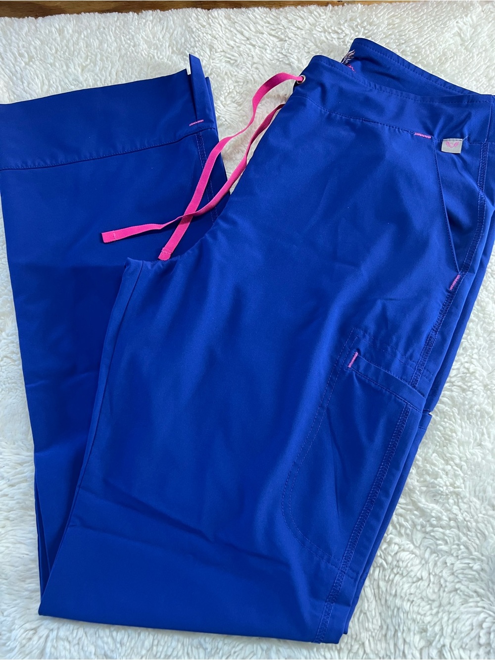 Smitten Womens Scrub Pants  Blue Straight Leg Stretch Size TMD Inseam 34”#585
